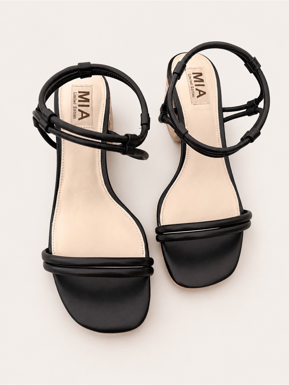 MIA Black Strappy Espadrille with Low Heel Sandals New in Box
